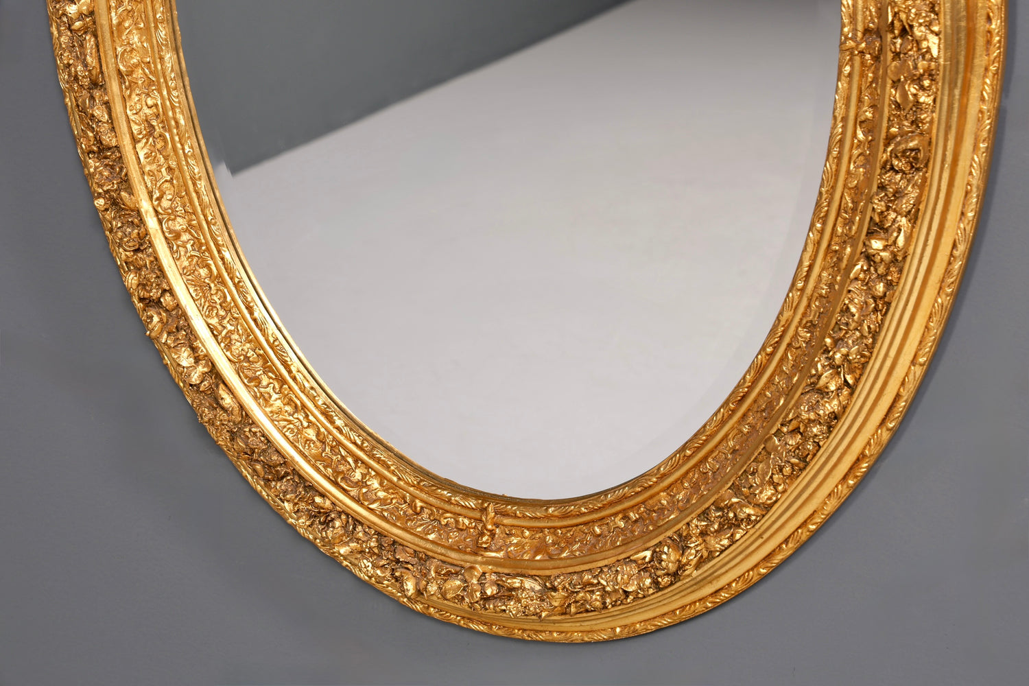 Wunderschöner Ovaler Prunk Barock Stil Wandspiegel Ornamenten Gold Spiegel