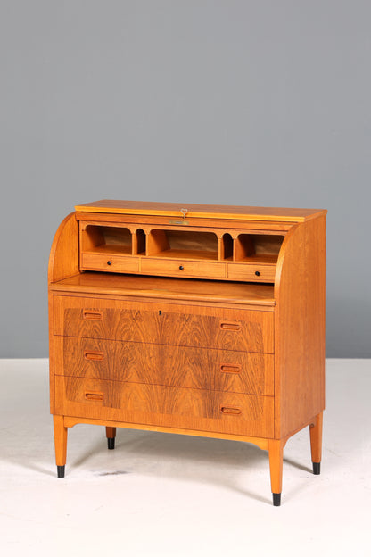 Wunderschöner Mid Century Rollladen Sekretär Danish Design echt Holz Schreibkommode 60er Jahre