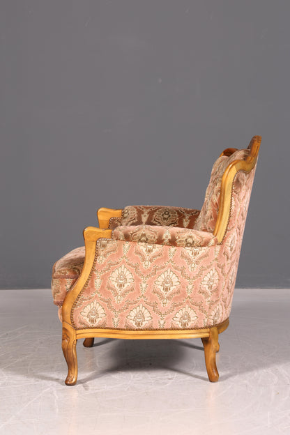 Edler Chippendale Armlehnsessel Barock Stil Sessel Samt Stoff Armchair Antik 1 von 2