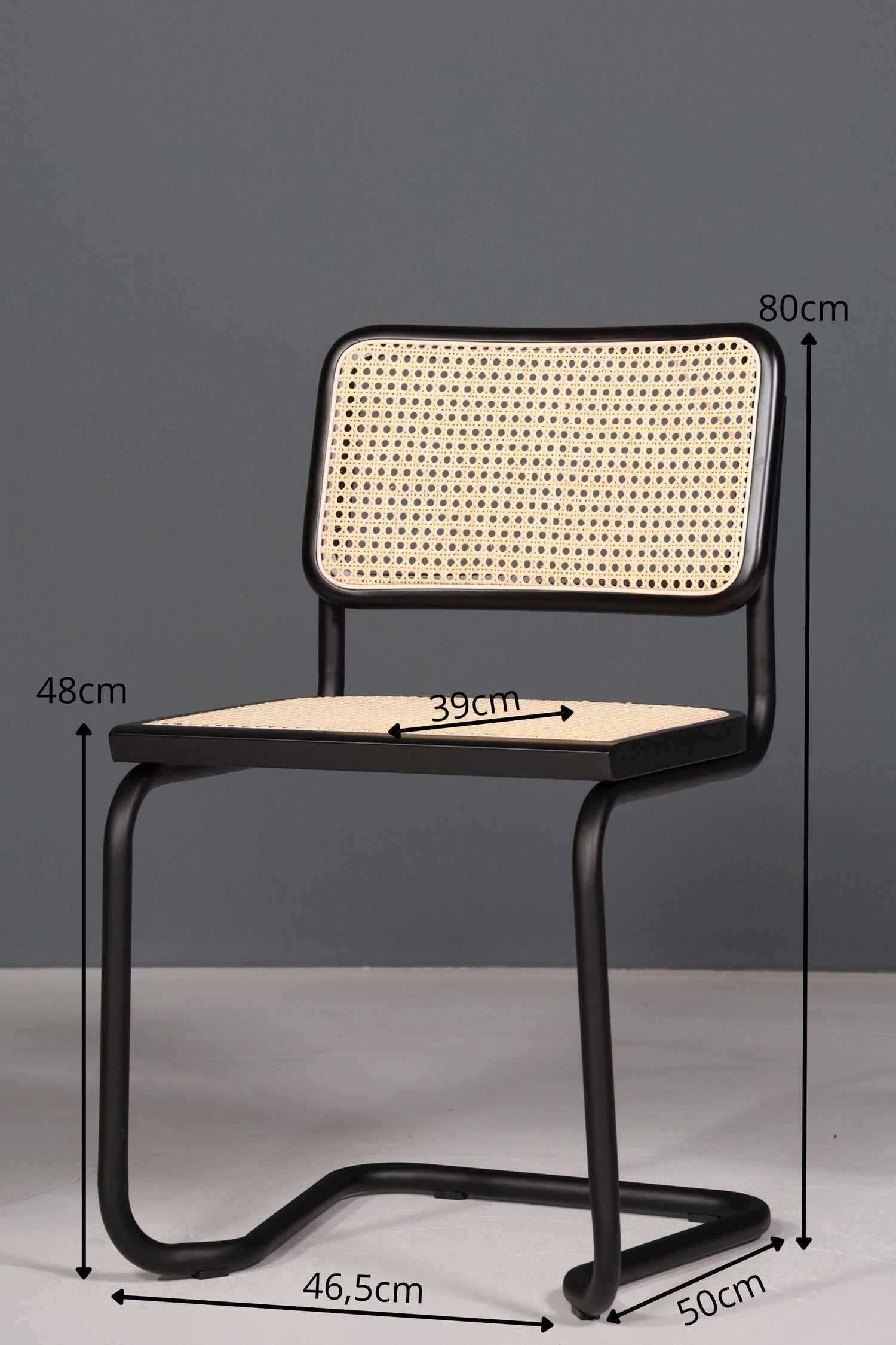 Freischwinger Stuhl &quot;Milano&quot; Made in Italy Schwarz Korbgeflecht Stuhl Wippstuhl Wiener Geflecht Küchenstuhl Sekretär Stuhl