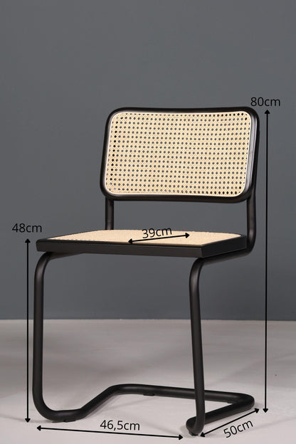 Freischwinger Stuhl &quot;Milano&quot; Made in Italy Schwarz Korbgeflecht Stuhl Wippstuhl Wiener Geflecht Küchenstuhl Sekretär Stuhl