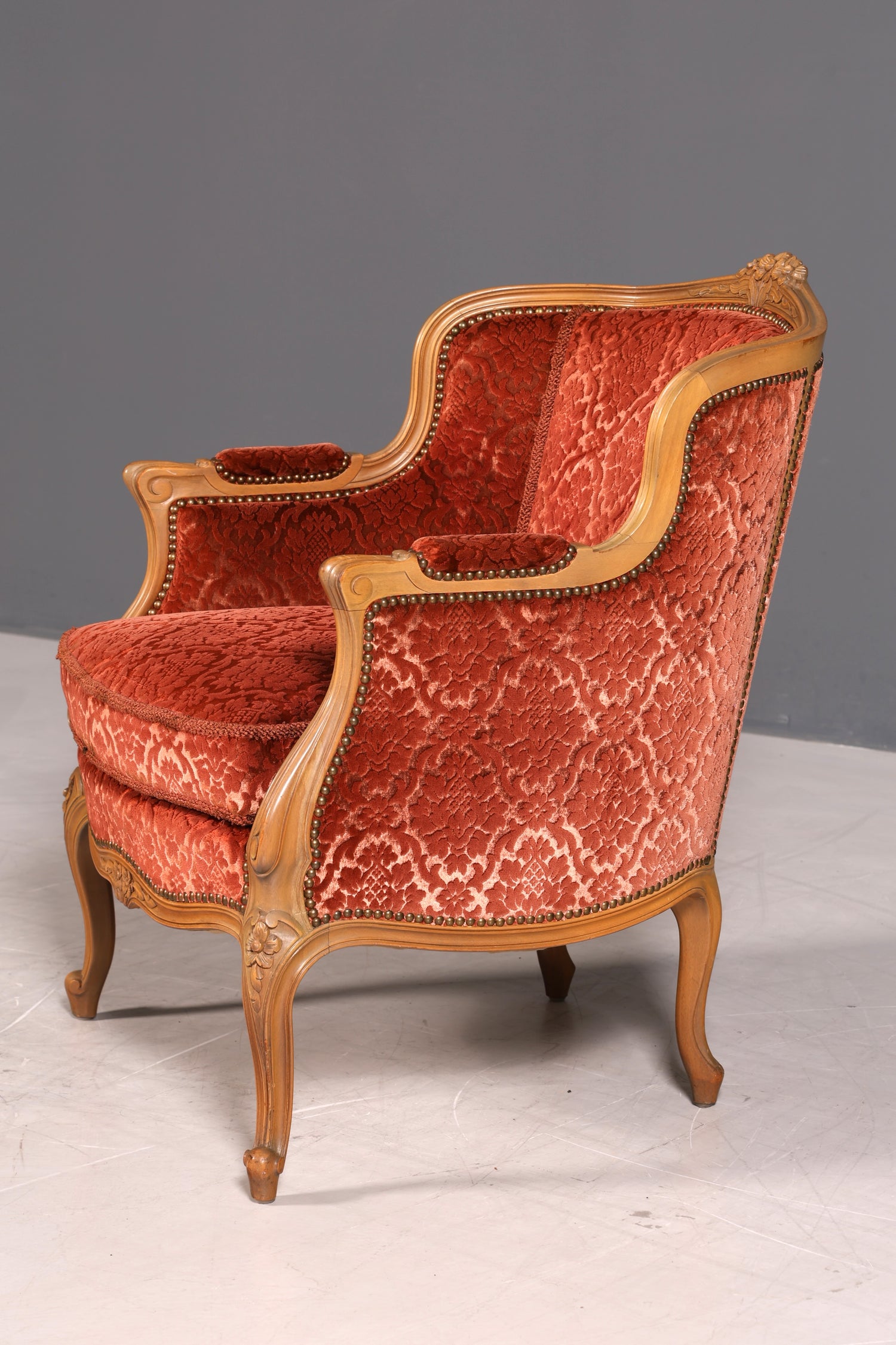 Edler Chippendale Armlehnsessel Barock Stil Sessel Samt Stoff Armchair Sessel 1 von 2