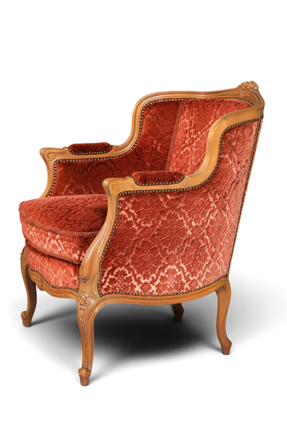 Edler Chippendale Armlehnsessel Barock Stil Sessel Samt Stoff Armchair Sessel 1 von 2