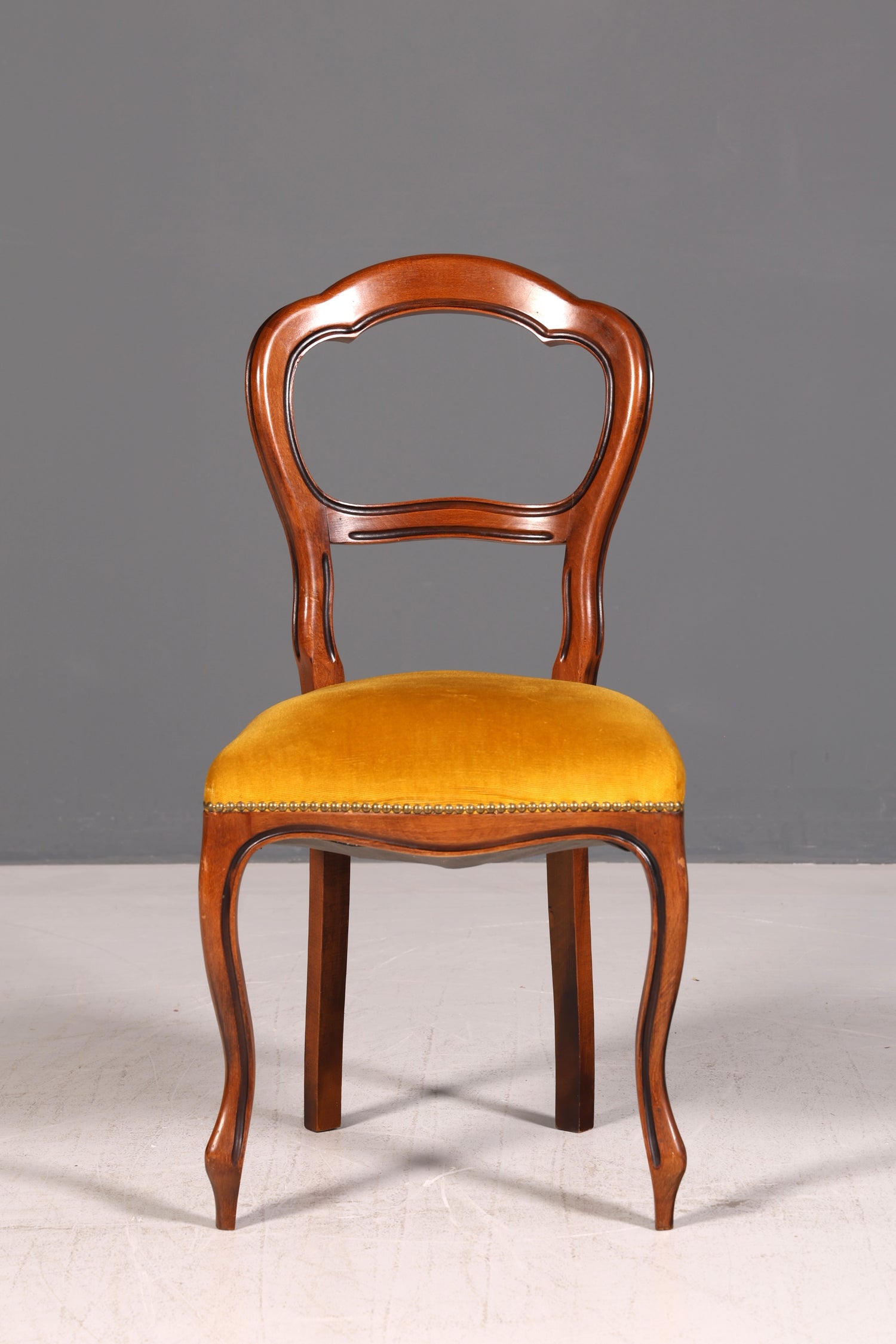 Edler Louis Philippe Stuhl um 1880 Antik Biedermeier Nussbaum Esszimmerstuhl Polsterstuhl Sekretärstuhl Vintage