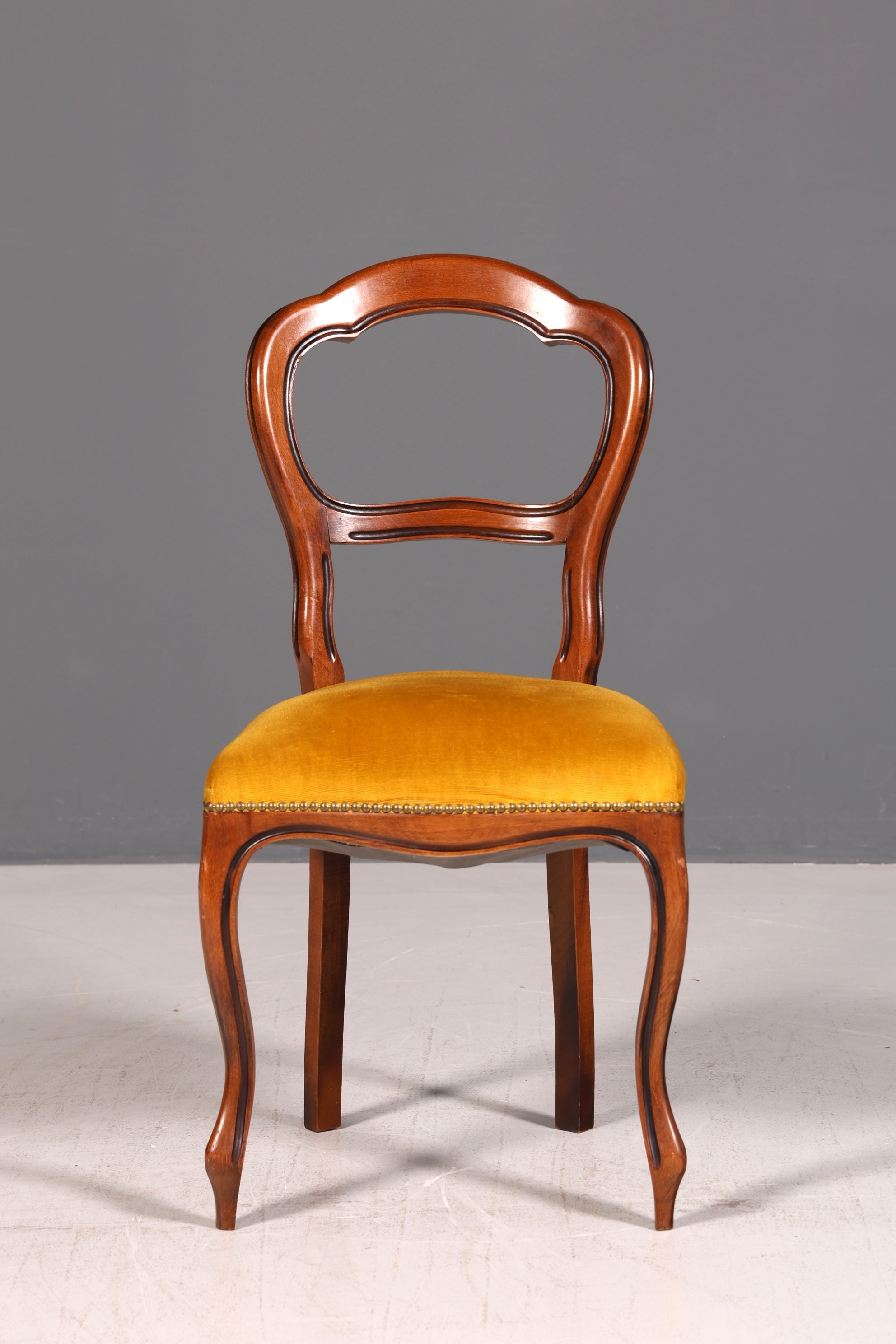 Edler Louis Philippe Stuhl um 1880 Antik Biedermeier Nussbaum Esszimmerstuhl Polsterstuhl Sekretärstuhl Vintage