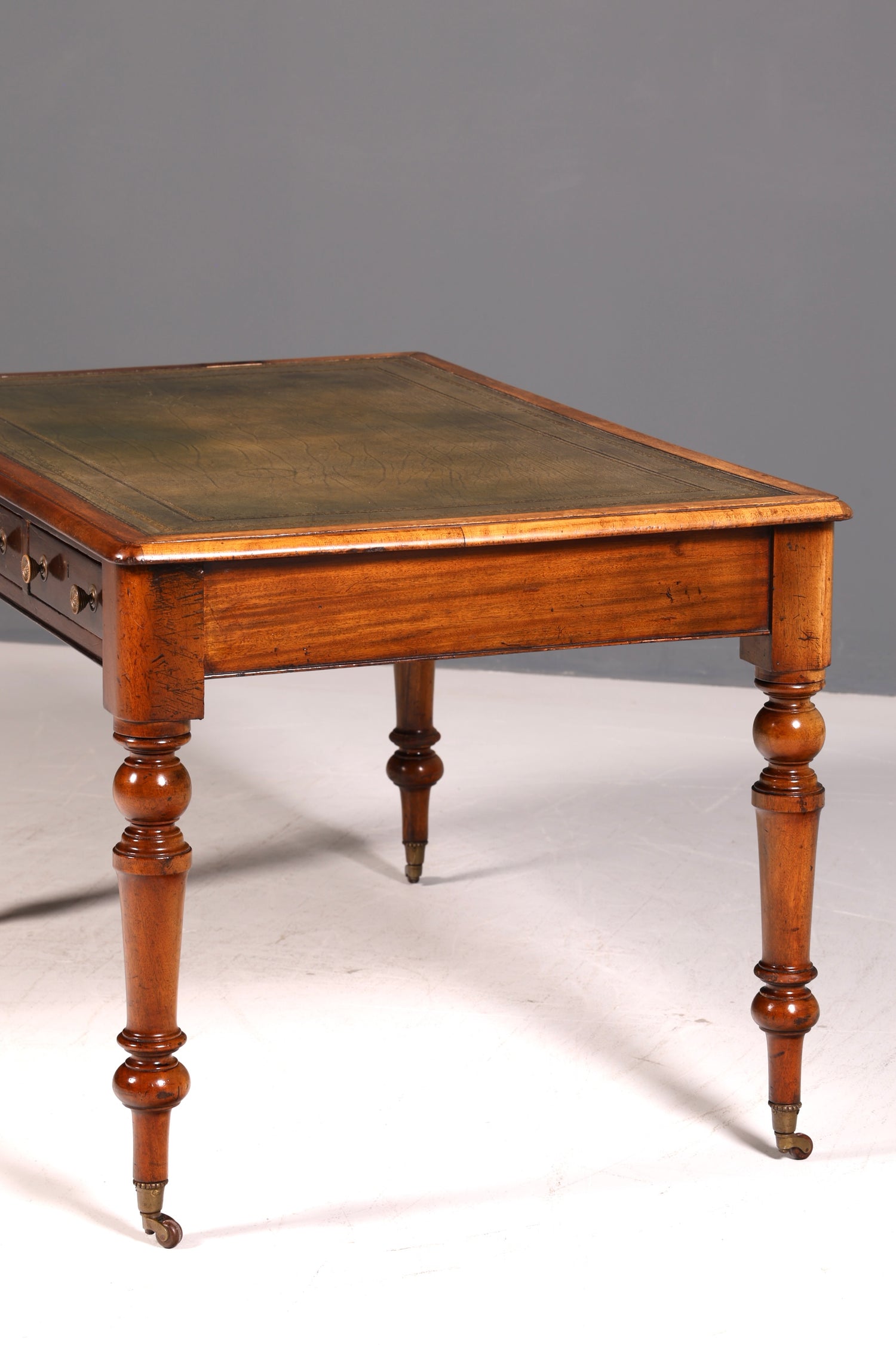 Wunderschöner Englischer Schreibtisch Echt Lederauflage Regency Stil Bürotisch Office Desk Antik