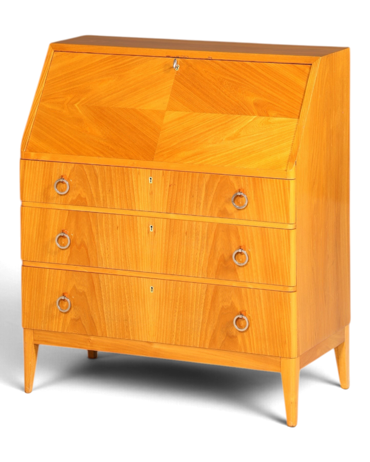 Schlichter Mid Century Sekretär Vintage Schreibmöbel echt Holz Kommode Retro Office Secretary