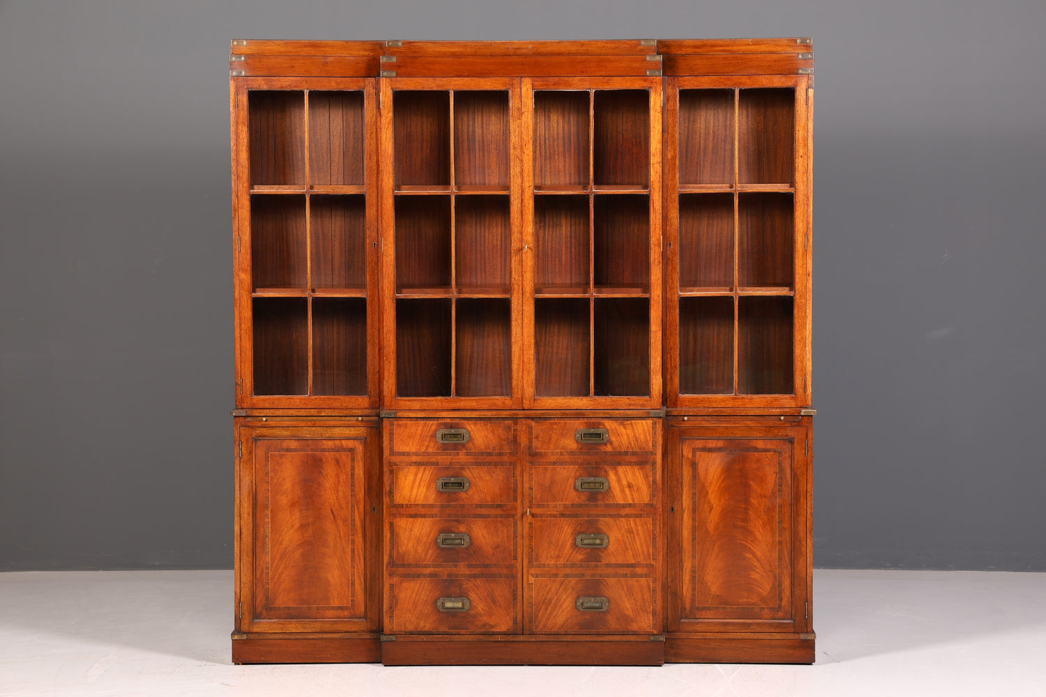 Wunderschöner Maritimer Vitrinenschrank Englisch Bibliothek Bücherschrank Buffet Antik Massiv Echt Holz Schrank UK Vintage