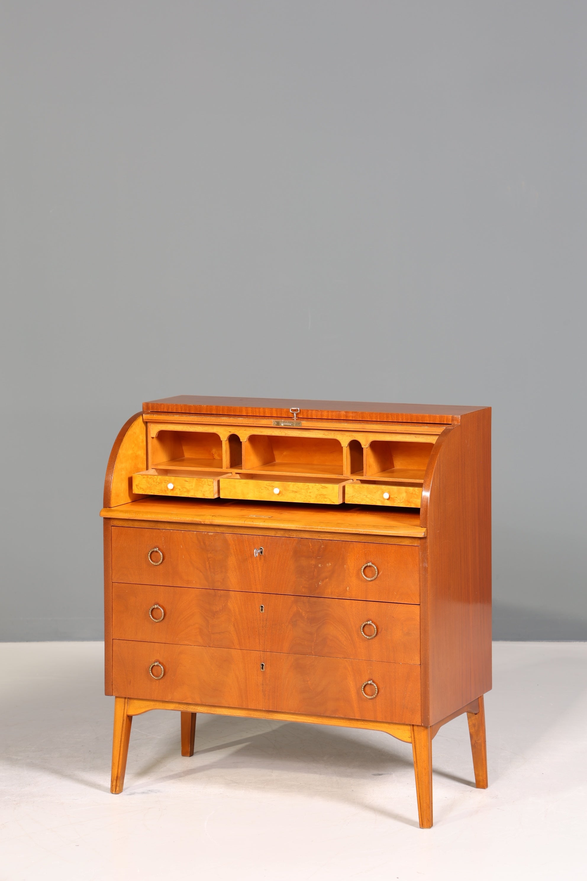 Wunderschöner Mid Century Rollladen Sekretär echt Holz Büro Schrank Vintage Schreibkommode