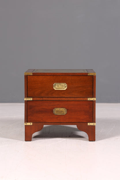 Traumhafte Englische Maritime Kommode Schiffs Nachttisch Echt Lederauflage Antik Beistelltisch Ablagetisch Kolonialstil Vintage
