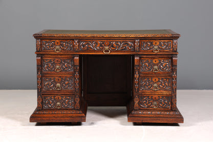 Imposanter Neorenaissance Schreibtisch Herrenzimmer Bürotisch Antik Office Table