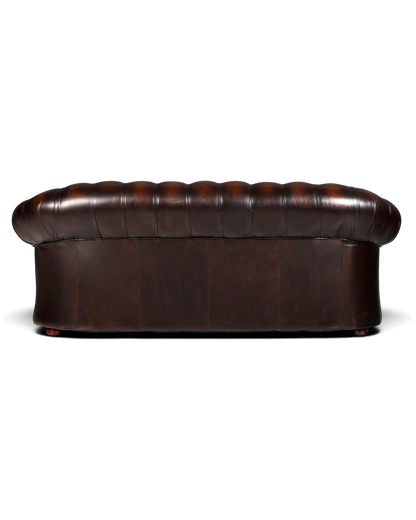 Hauptstadt Möblerei Chesterfield Centurion 3-Sitzer Sofa aus braunem Echtleder mit klassischer Knopfheftung
