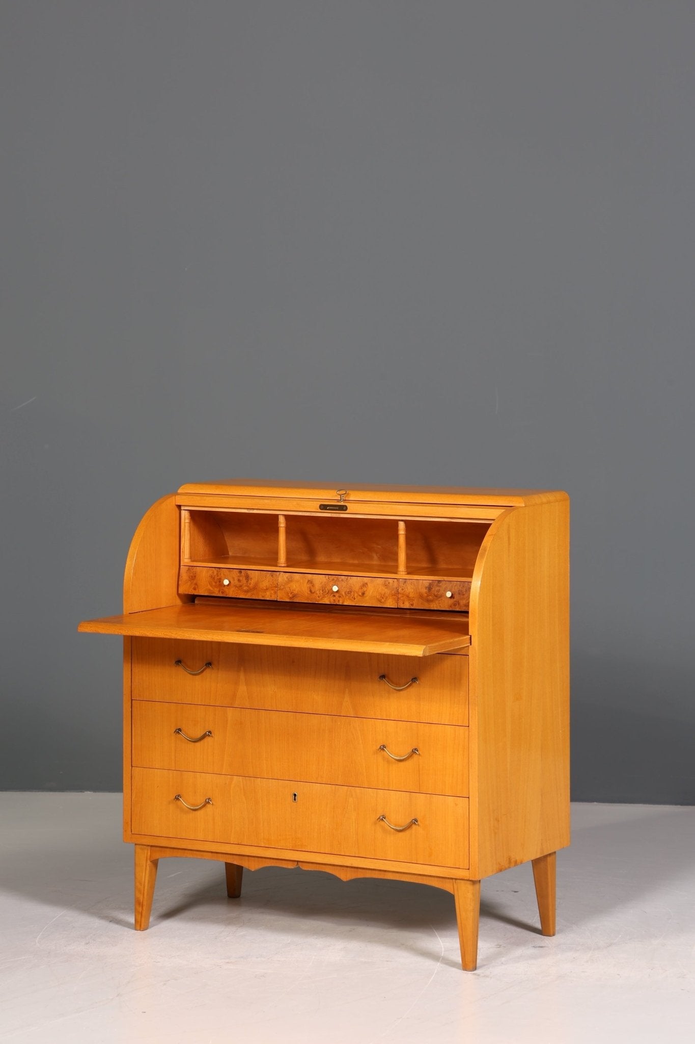 Stilvoller Mid Century Rollladen Sekretär Danish Design echt Holz Rollladen Kommode