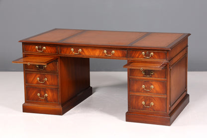 Wunderschöner Englischer Schreibtisch echt Lederauflage Bürotisch Mahagoni Antik Stil Office Desk