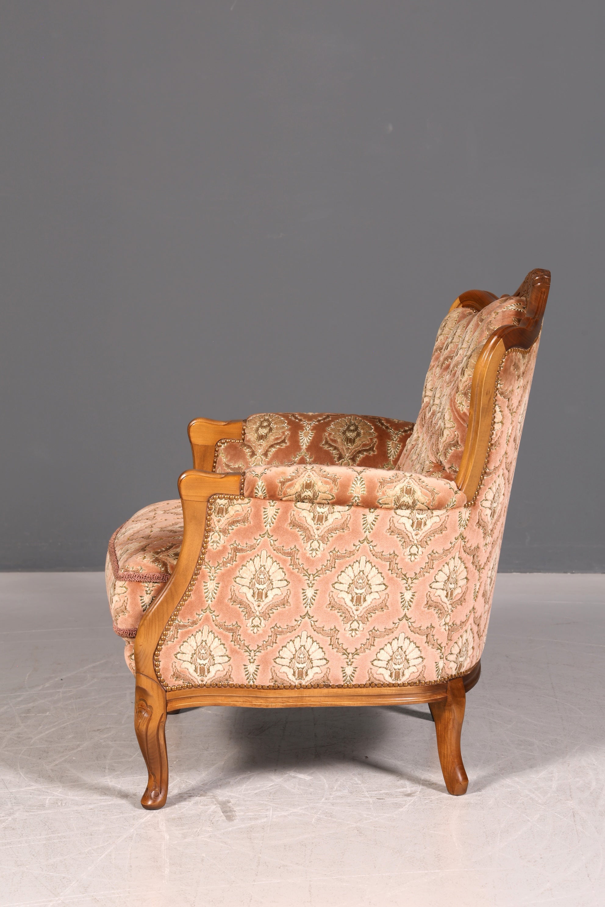 Edler Chippendale Armlehnsessel Barock Stil Sessel Samt Stoff Armchair Antik 2 von 2