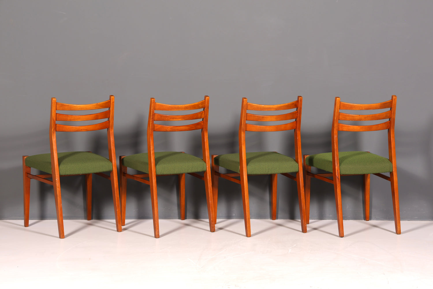 4x Mid Century Teak Holz Stühle Made in Denmark Retro Stuhlset Danish Design Vintage Küchenstühle