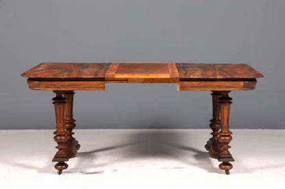 E904 Finish Traumhafter Gründerzeit Tisch ausziehbarer Esstisch Nussbaum Antik Küchentisch