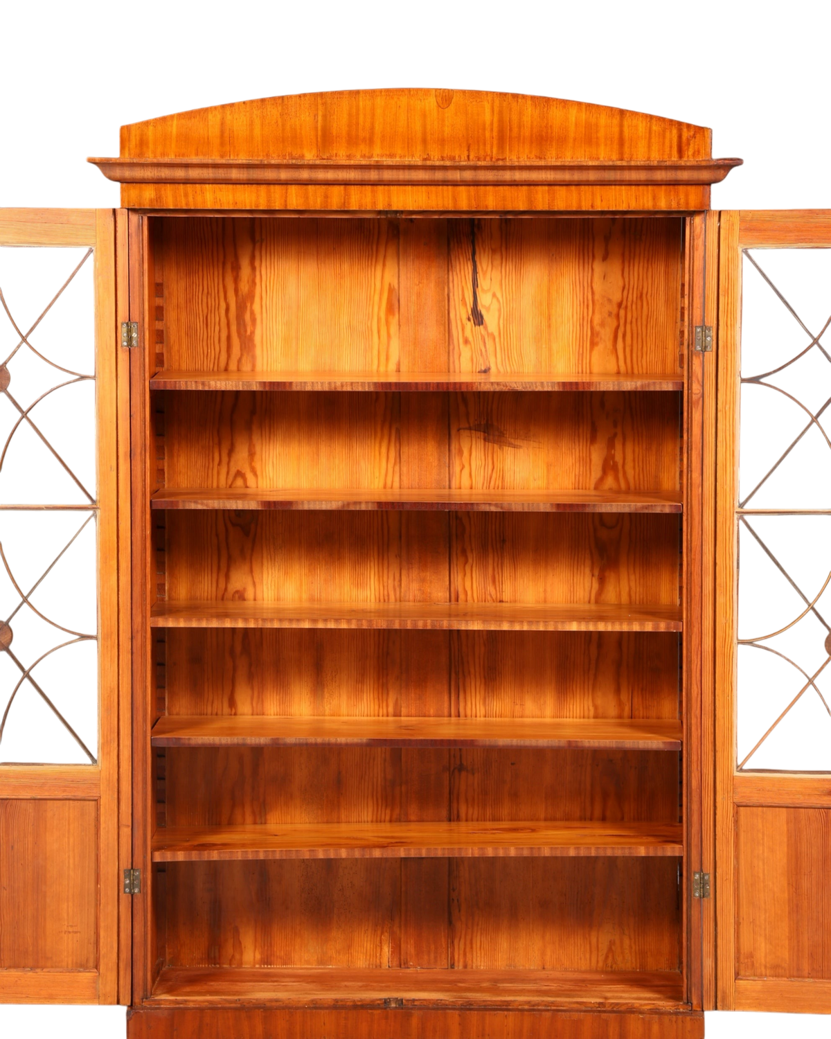 Hauptstadt Möblerei Biedermeier Vitrine aus Massivholz mit höhenverstellbaren Regalböden und Sprossentüren