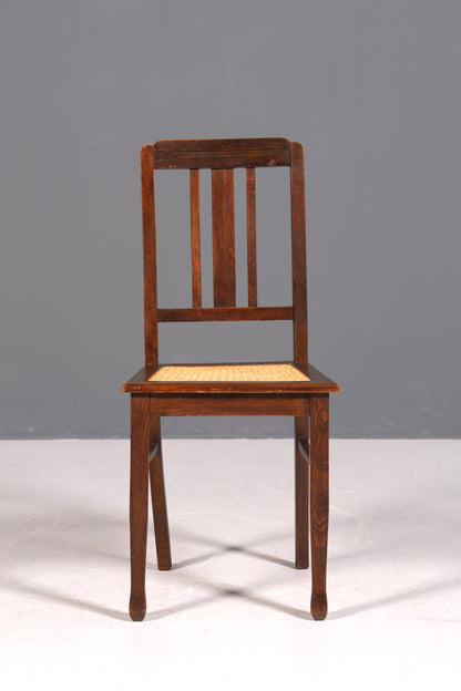 Traumhafter Jugendstil Stuhl Sekretär Stuhl Antik Eiche Korbgeflecht Küchenstuhl um 1900