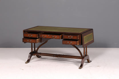 Wunderschöner Englischer Schreibtisch Regency Klappschreibtisch Echt Lederauflage Mahagoni 60s Bürotisch