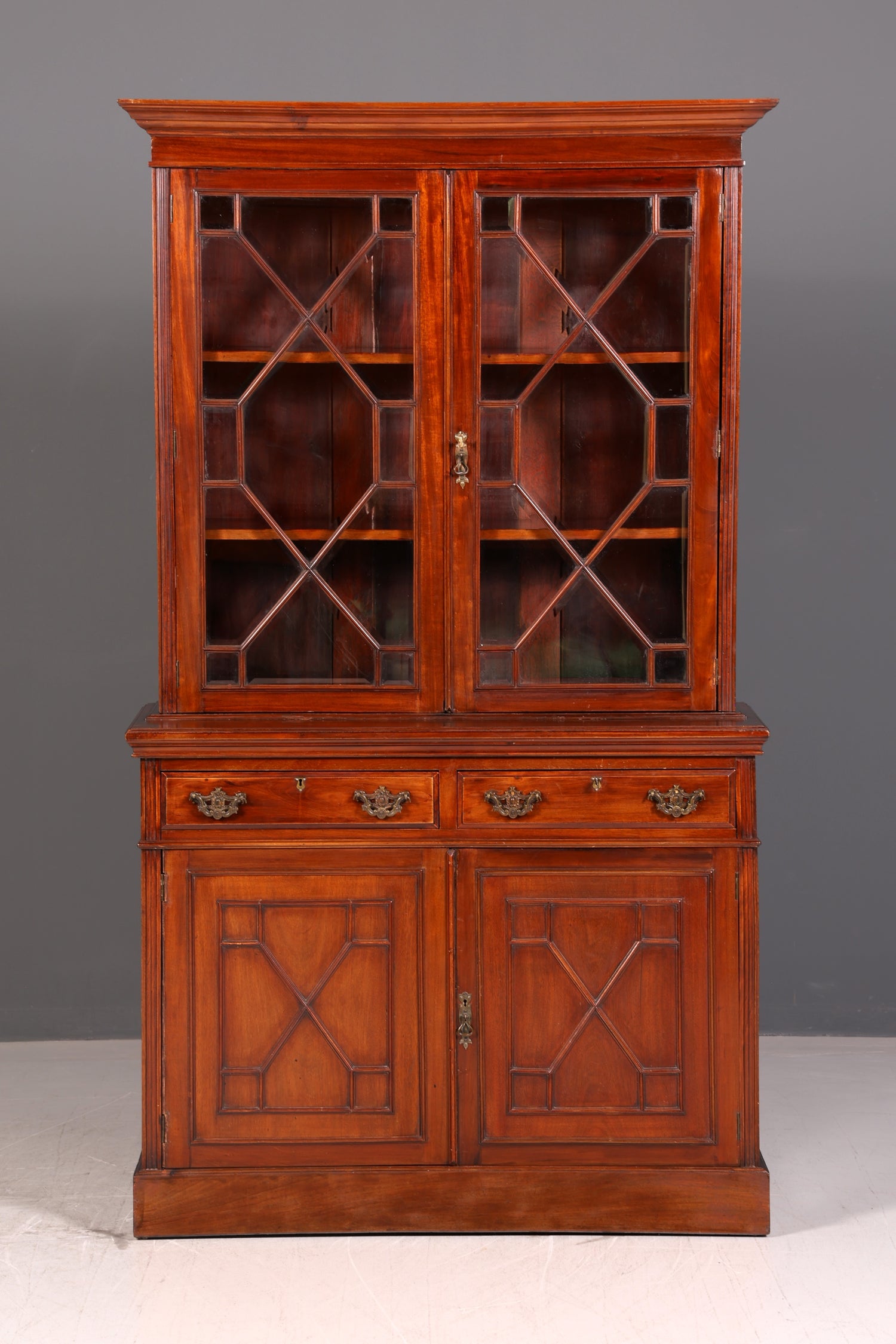 Beeindruckender Englischer Bücherschrank Mahagoni Vitrine Bibliothek Antik Glasvitrine Buffet