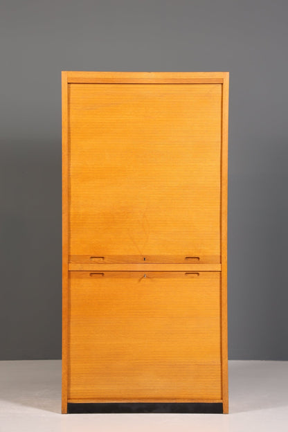 Schlichter Mid Century Rollladenschrank Bauhaus Apothekerschrank Art Deco Büro Aktenschrank