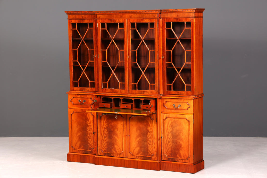 G389 Finish Wunderschöne Englische Vitrine Bibliothek Sekretär echt Holz Antik Schrank Regal (Kopie)