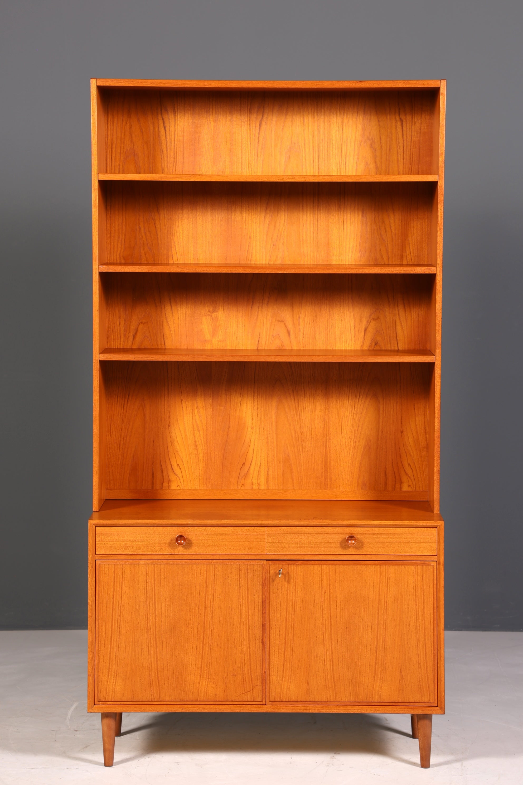 Traumhaftes Mid Century Regal Teak Holz Schrank Danish Design Retro Kommode Vintage Bücherregal 60er Jahre 2 von 2