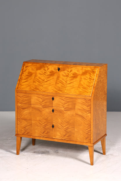 Schlichter Mid Century Sekretär Vintage Schreibmöbel echt Holz Kommode Office Secretary