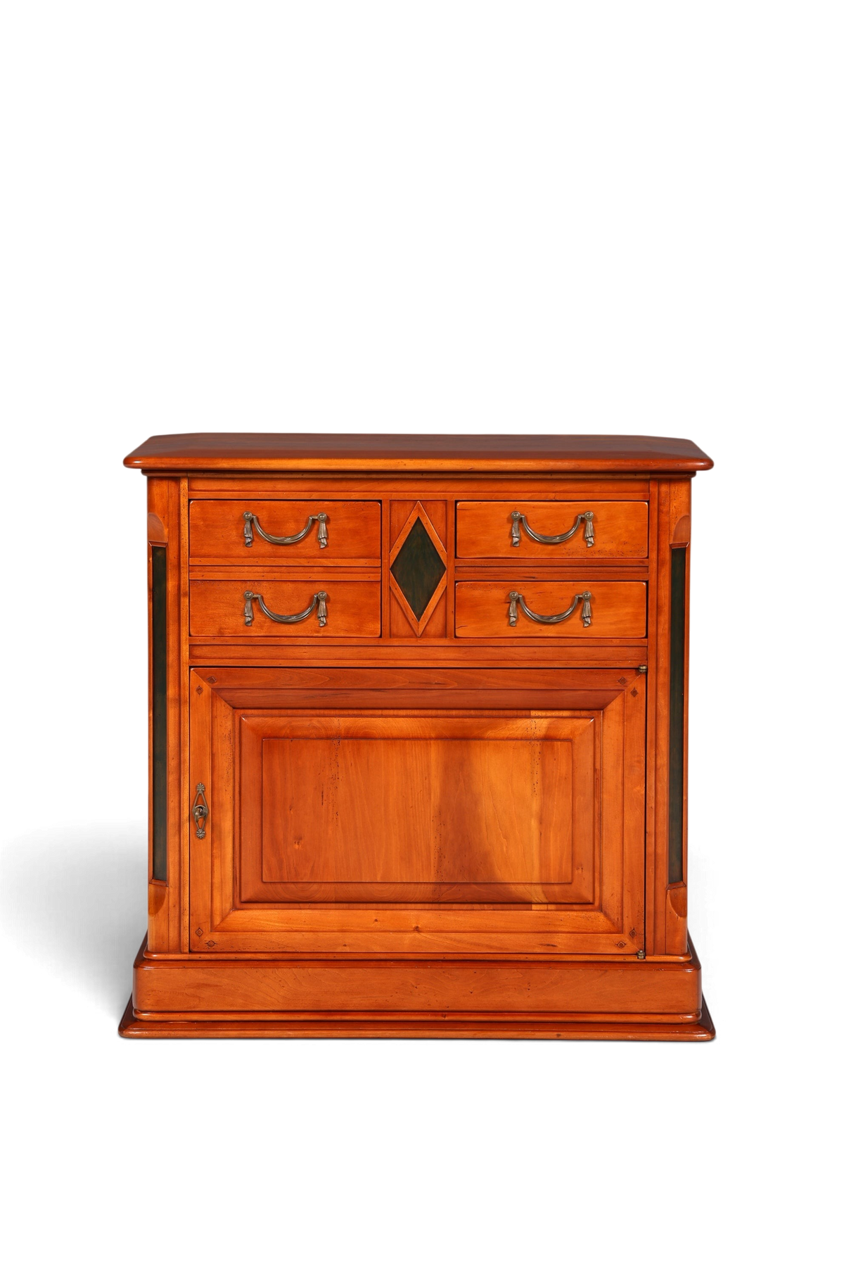 Hauptstadt Möblerei Biedermeier Kommode aus Eibe mit vier Schubladen und einer Tür im englischen Antik-Stil
