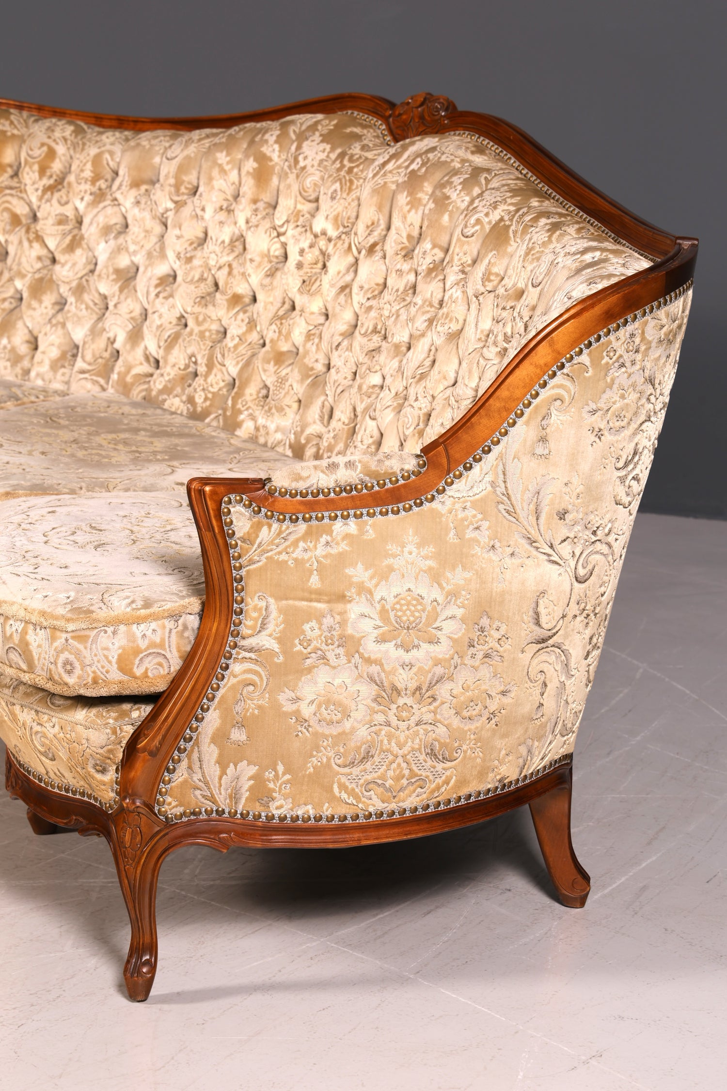 Wunderschönes Chippendale Sofa Barock Stil Couch Samt Stoff 3 Sitzer Canapé