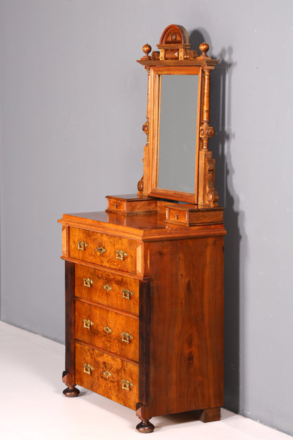 Traumhafte Gründerzeit Kommode mit Spiegelaufsatz Louis Philippe Echt Holz Schrank Antik Flurschrank um 1880 Vintage