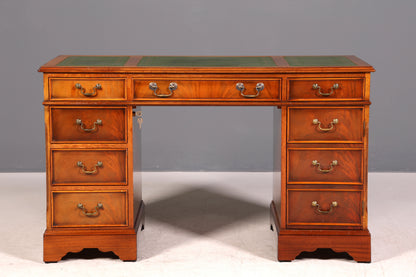 Wunderschöner Englischer Schreibtisch Englisch Eibe Desk Leder Auflage Antik Stil Bürotisch Office Desk