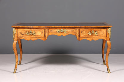 Majestätischer Original Louis XV Schreibtisch 1780 Bureau Plat French Desk echt Leder Antik Bürotisch Office Desk