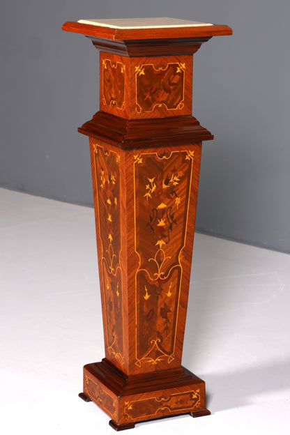 Stylish Baroque style column, Louis XV flower column, natural stone inlays, marble shelf, table