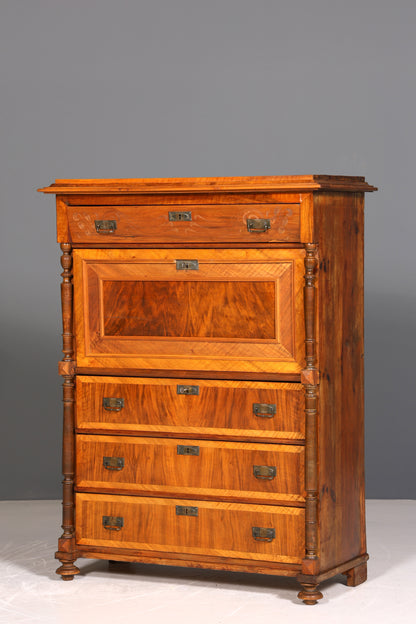 Beautiful Art Nouveau Secretary Walnut Gründerzeit Vertiko Antique Chest of Drawers around 1900