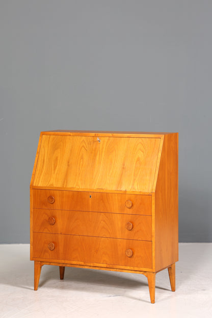 Schlichter Mid Century Sekretär Vintage Schreibmöbel echt Holz Kommode Office Secretary
