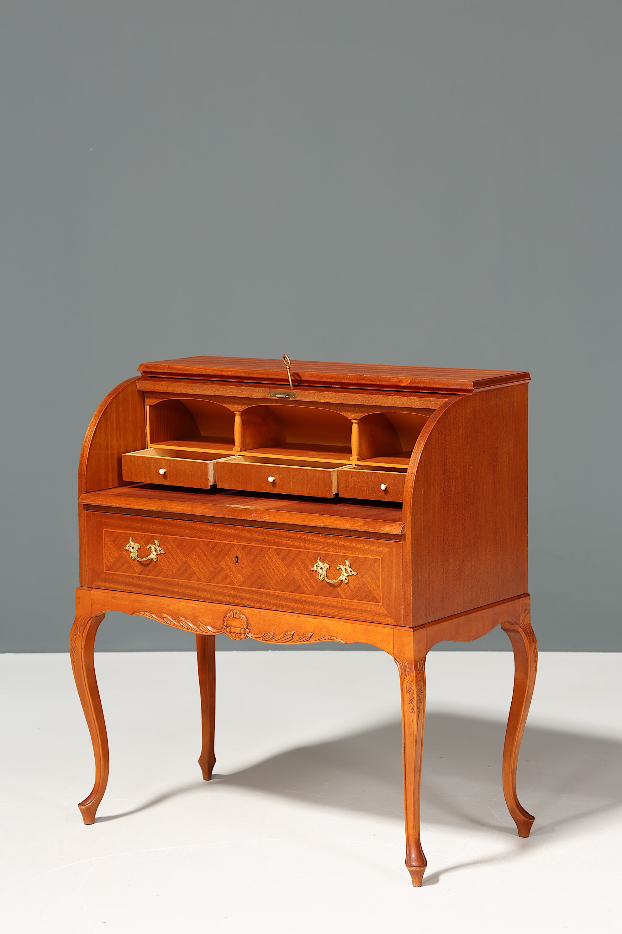 Stilvoller Schwedischer Rolladen Sekretär echt Holz Büro Kommode skandinavisches Design