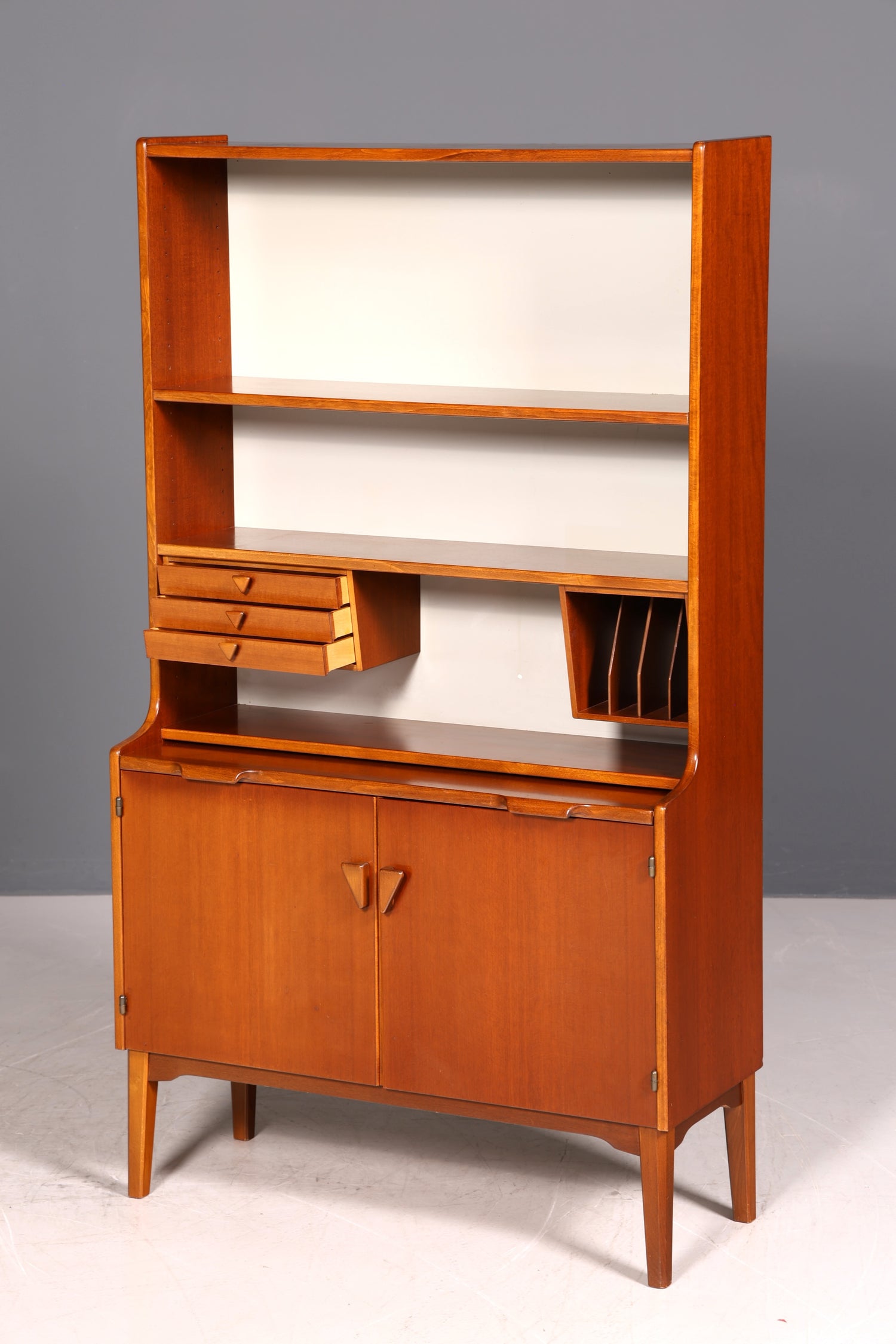 Wunderschöner Mid Century Schrank Bücherregal Danish Design Hugo Troeds Vintage Sekretär Highboard Holz Regal
