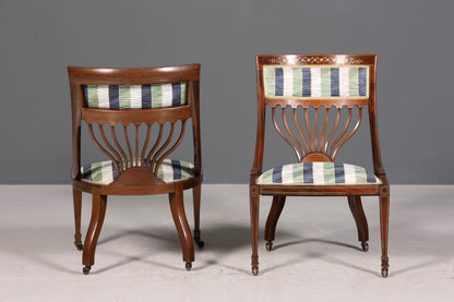 2x Wunderschöne Englische Stühle Edwardian Stuhl Set Antik Küchenstühle Polsterstühle Stuhl Set