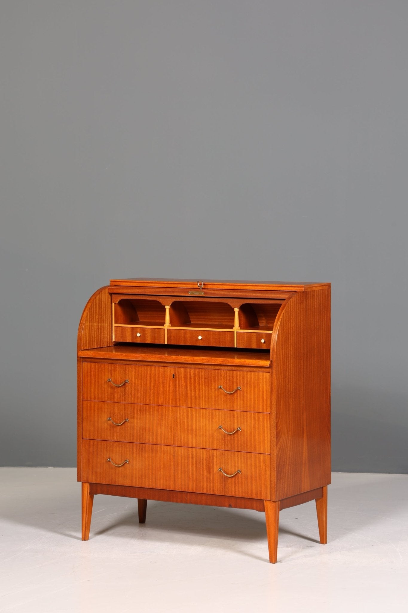 Wunderschöner Mid Century Rollladen Sekretär echt Holz Büro Schrank Vintage Schreibkommode