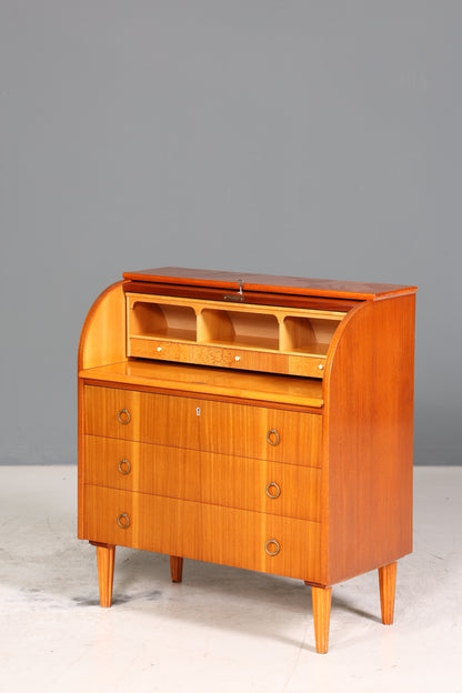 Stilvoller Mid Century Rollladen Sekretär echt Holz Büro Schrank Vintage Schreibkommode