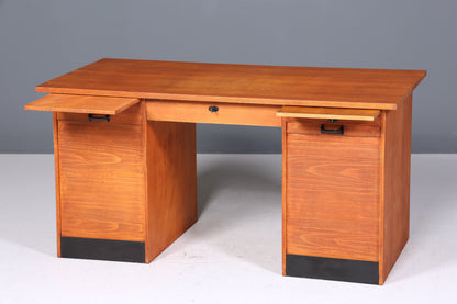 Beautiful Bauhaus-style roll-top desk, mid-century modern, real wood office table