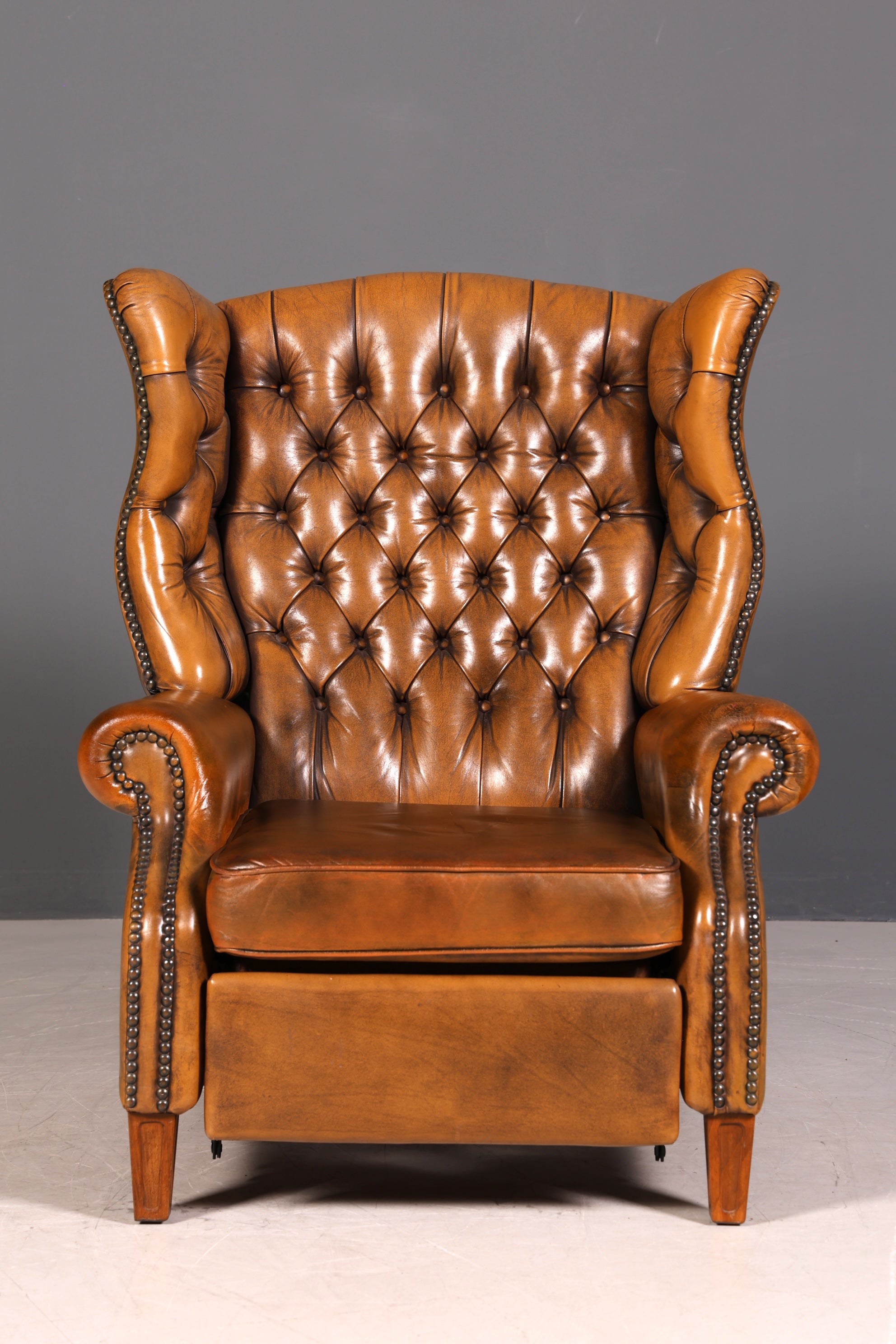 Edler Original Chesterfield Ohrenbacken Sessel Englisch Leder Herrensessel UK Armlehnsessel