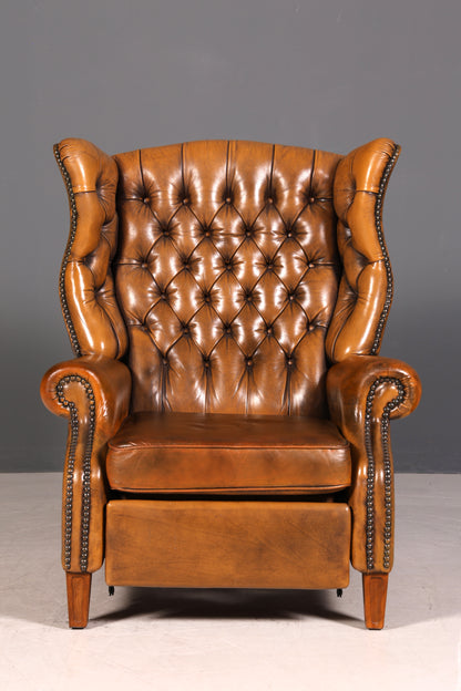Edler Original Chesterfield Ohrenbacken Sessel Englisch Leder Herrensessel UK Armlehnsessel