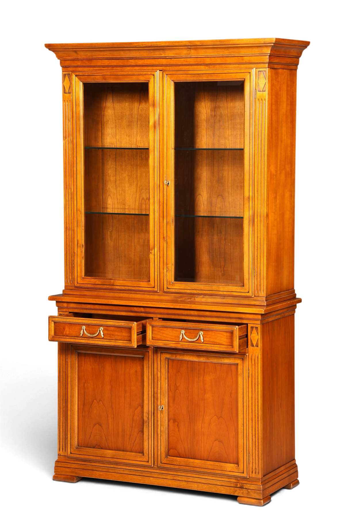 Hauptstadt Möblerei Selva Vitrine Villa Borghese aus massivem Holz im antiken Stil mit Glasfront und Innenbeleuchtung