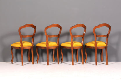 Edle 4x Louis Philippe Stühle Set um 1880 Antik Biedermeier Nussbaum Esszimmerstühle Polsterstühle Sekretär Stühle Vintage