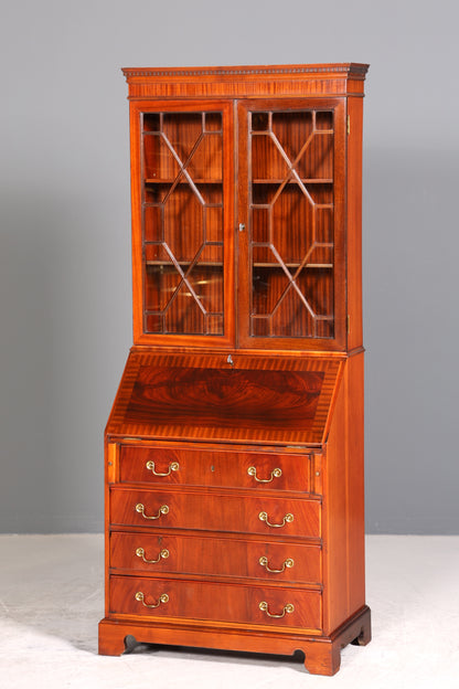 Stilvoller Englischer Sekretär Büro Aufsatzsekretär Antik 60s Vitrinen Schrank UK