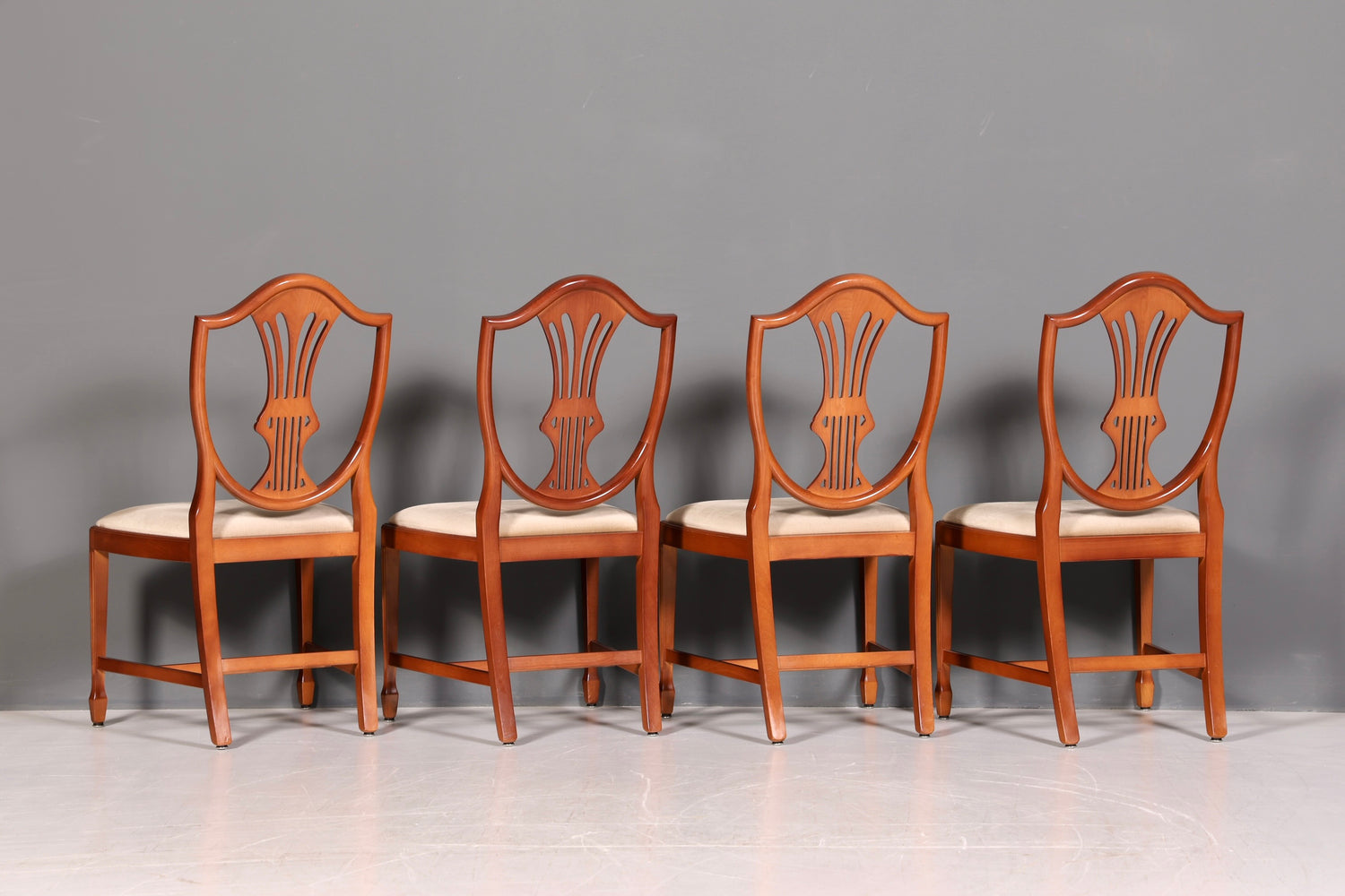 Edles 4x Englische Stühle Set Hepplewhite Stil Dining Chairs Antik Esszimmerstühle Küchenstühle Stuhlset Vintage