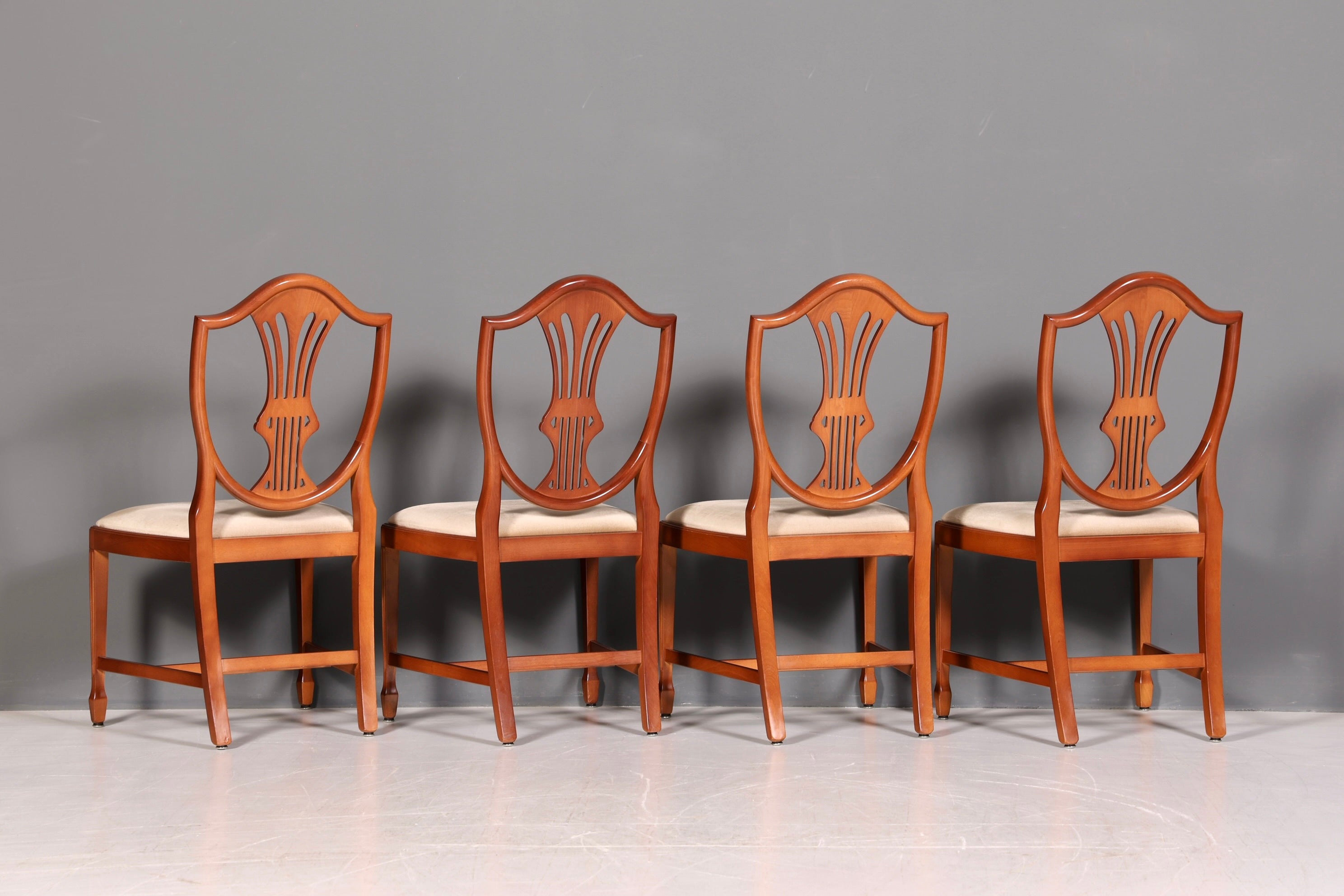 Edles 4x Englische Stühle Set Hepplewhite Stil Dining Chairs Antik Esszimmerstühle Küchenstühle Stuhlset Vintage
